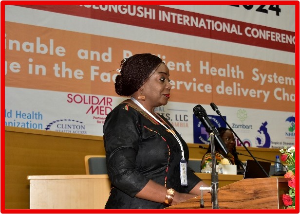 Keynote speaker at podium